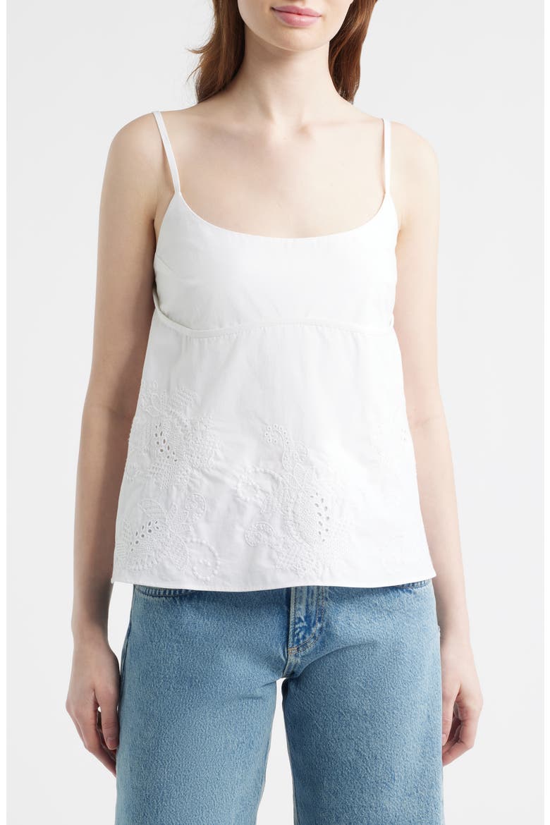 Maggie Embroidered Cotton Camisole, Main, color, WHITE