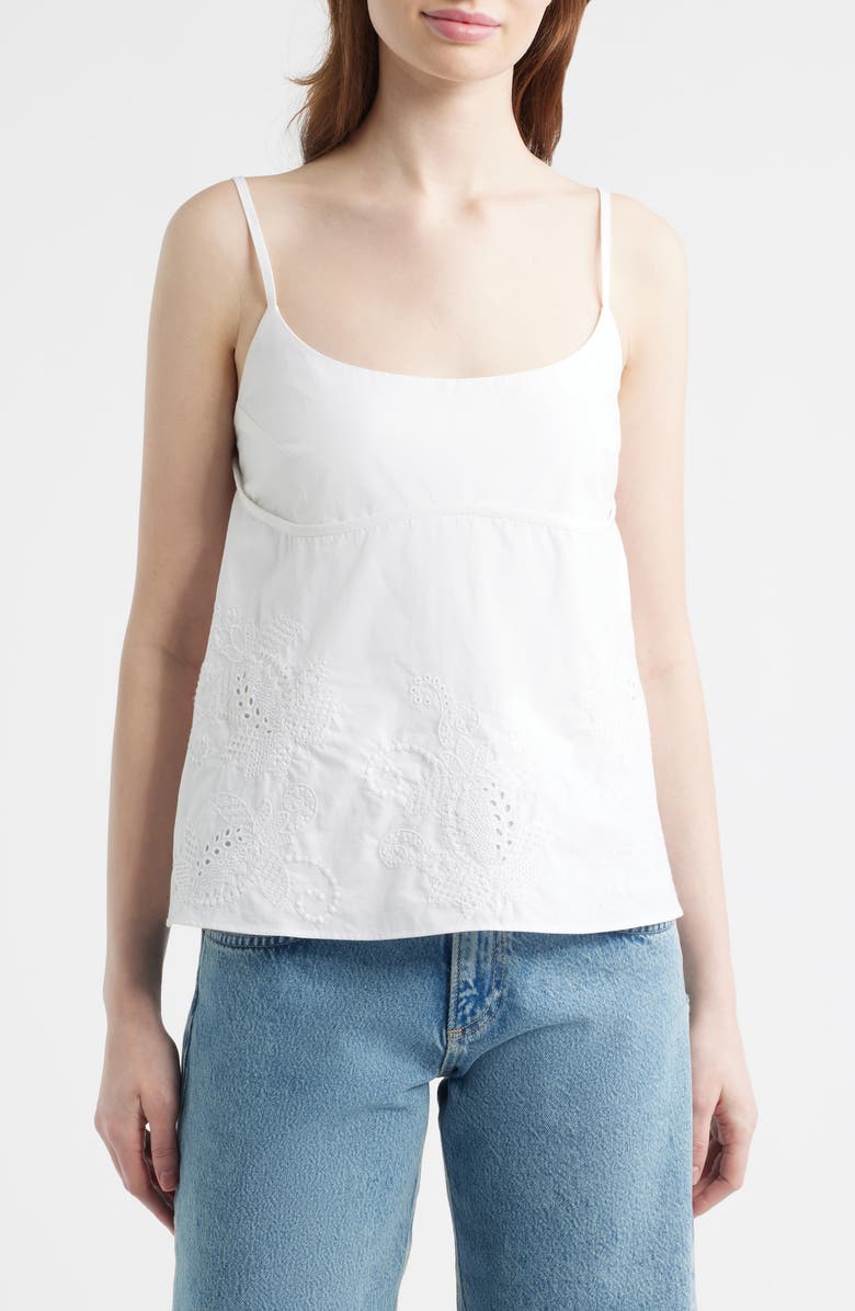 rag & bone Maggie Embroidered Cotton Camisole, Main, color, White