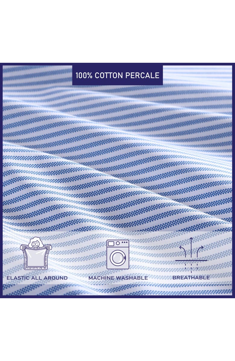 POPPY AND FRITZ Oxford Stripe 200 Thread Count Cotton Percale Sheet Set, Alternate, color, Blue/ White