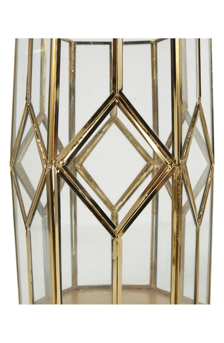 UMA Set of 3 Modern Metal Lantern Candle Holders, Alternate, color, Gold