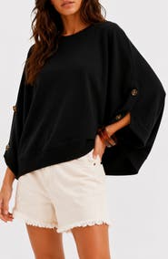 BLUEGREY Geo Button Sleeve Cotton Sweater