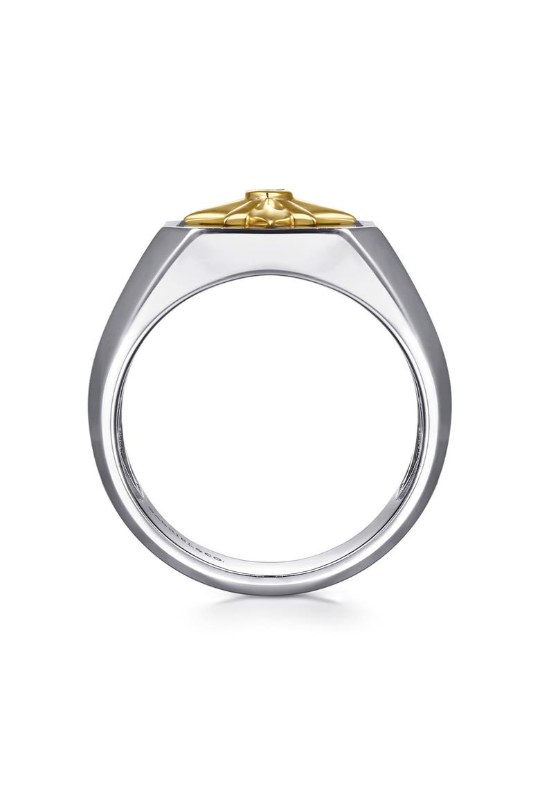 Men's Polaris Sterling Silver & 14k Gold Diamond & Onyx Signet Ring, Alternate, color, STERLING SILVER/ 14K YELL GOLD
