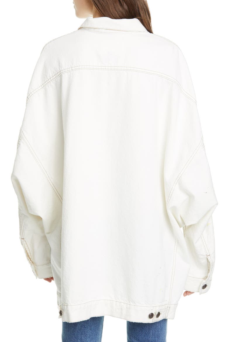 Max's Oversized High/Low Denim Trucker Jacket, Alternate, color, NOLLIE WHITE