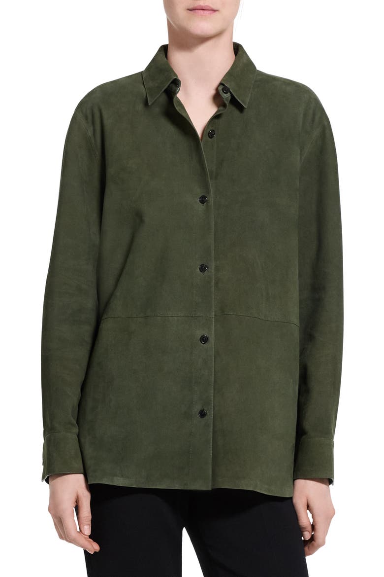 Classic Boxy Fit Suede Shirt Jacket, Alternate, color, IVY