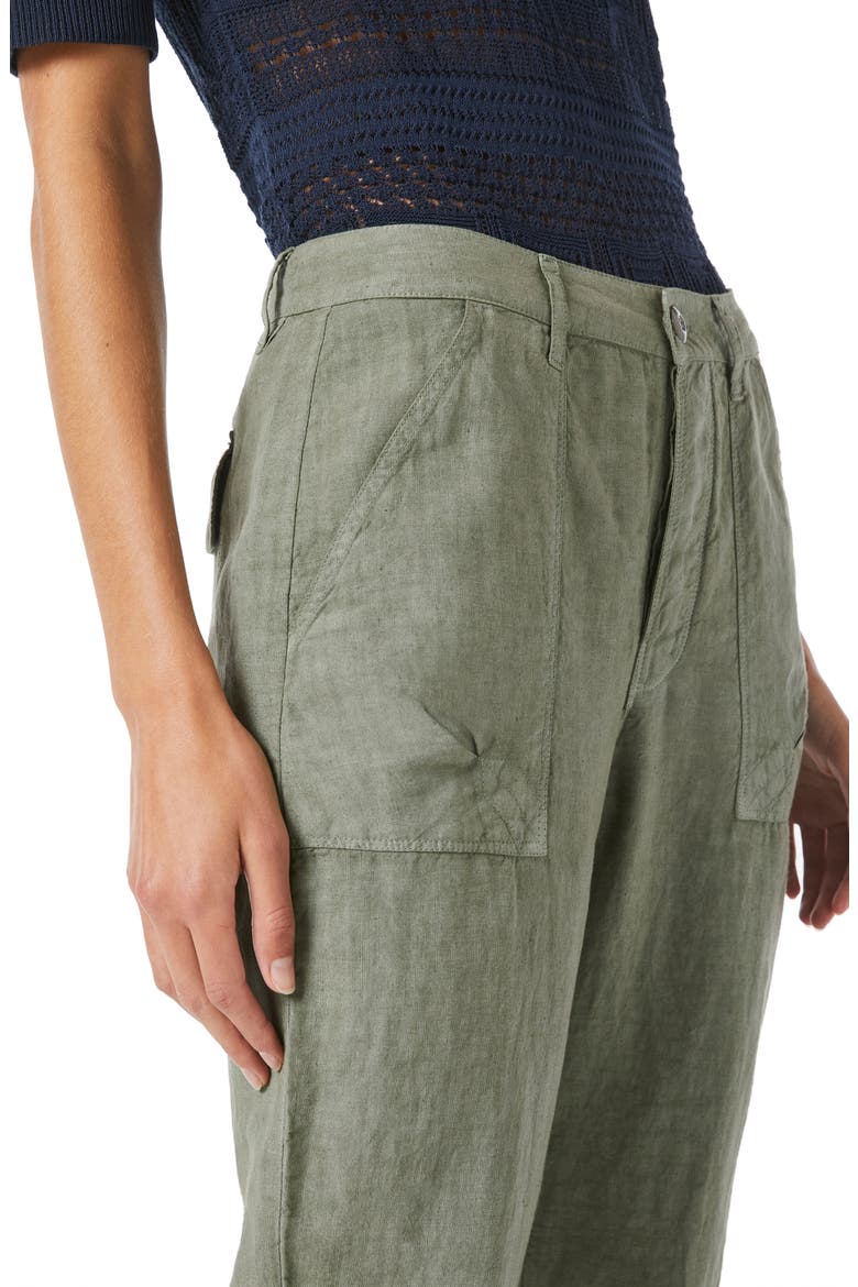 Le Beau High Waist Crop Linen Pants, Alternate, color, MILITARY