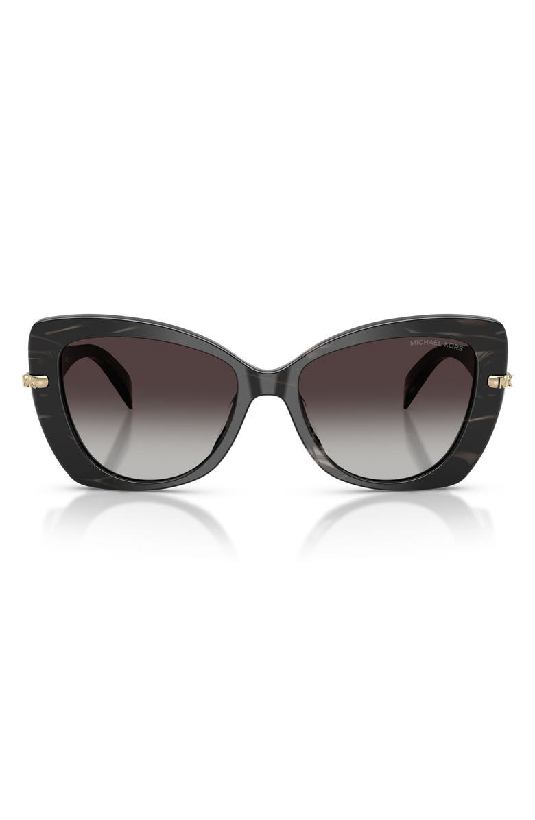 Michael Kors Atlanta 55mm Gradient Butterfly Sunglasses, Main, color, Black Horn / Light Grey