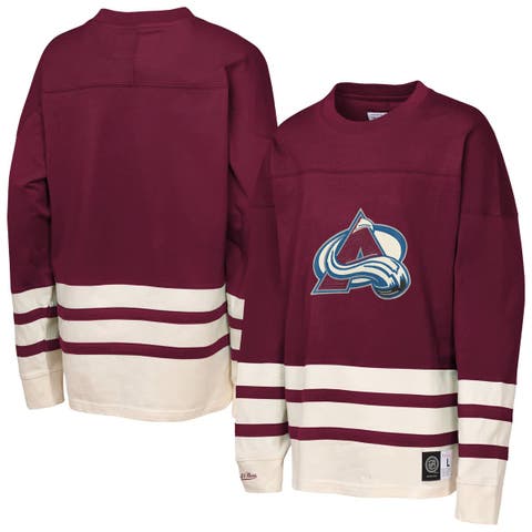 Youth Mitchell & Ness  Burgundy Colorado Avalanche Chainstitch Heavyweight Long Sleeve Top