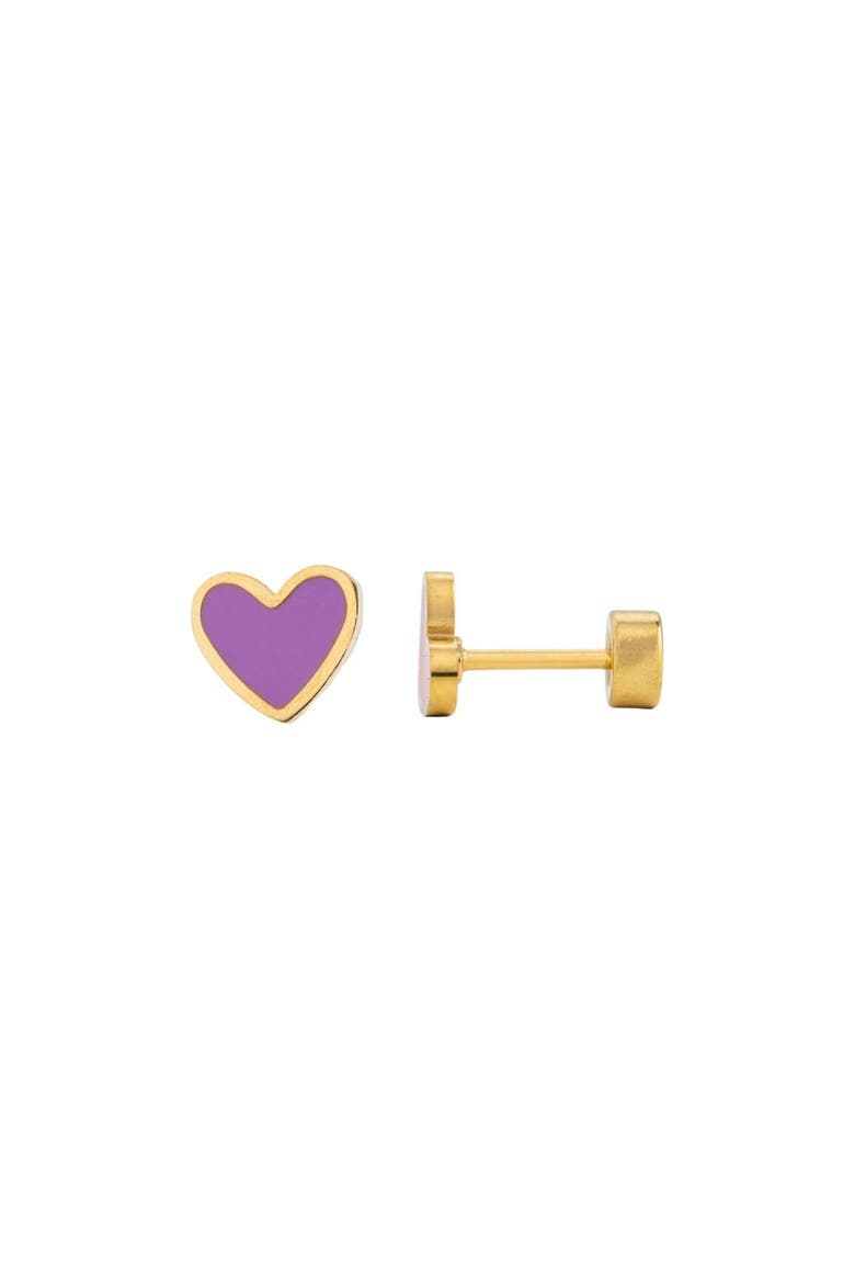 Enamel Heart Stud Earrings, Alternate, color, Purple