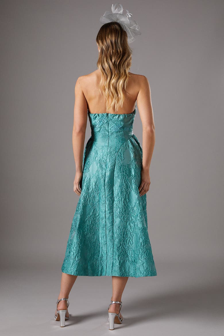 Halter Jacquard Drop Waist Dress, Alternate, color, Teal