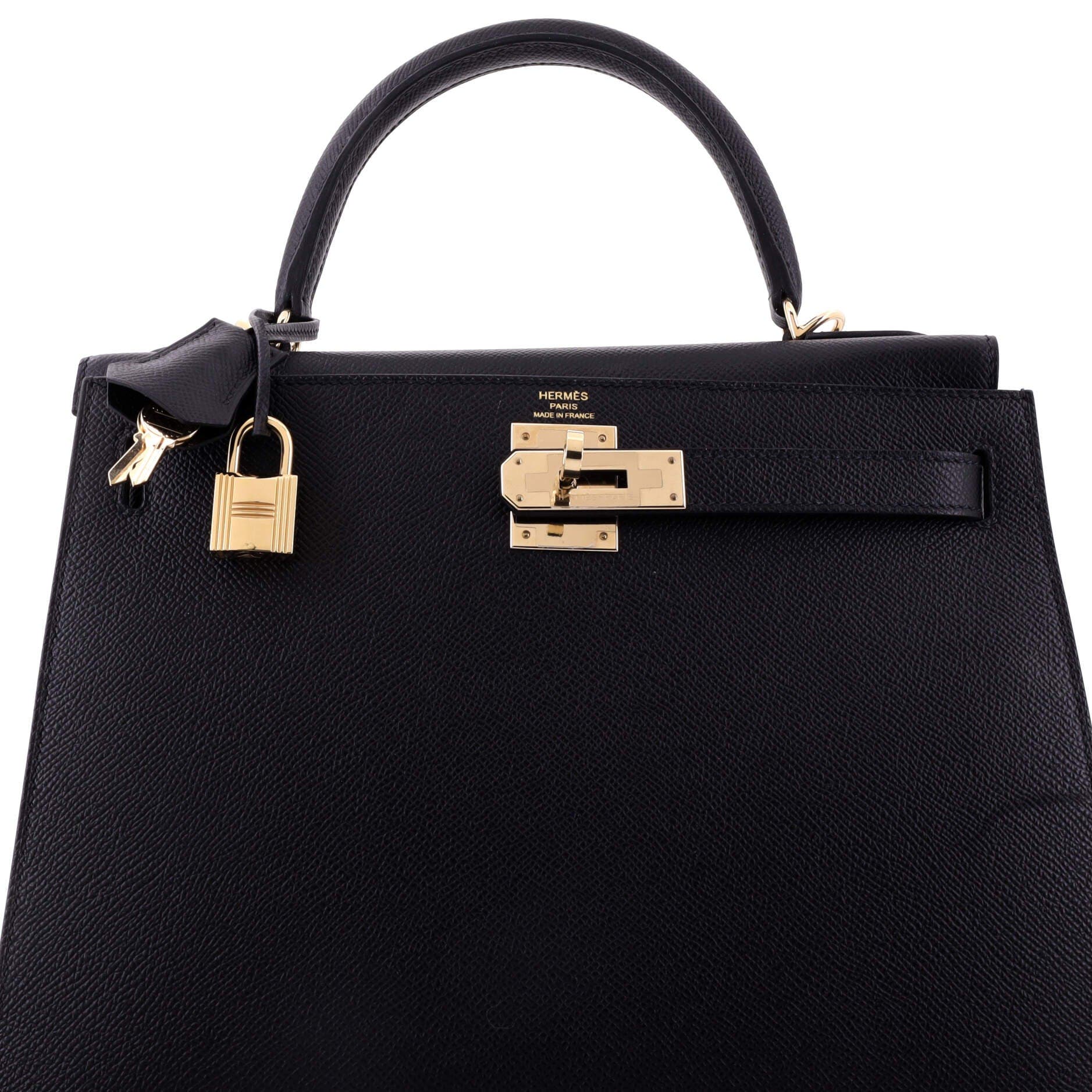 Kelly Handbag Black Epsom with Permabrass Hardware 28, Alternate, color, Black