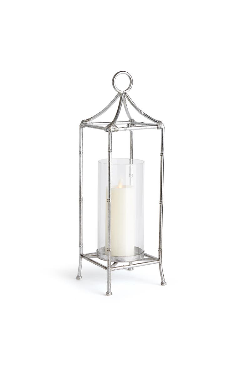 Daphne Lantern Candle Holder Large, Main, color, Silver