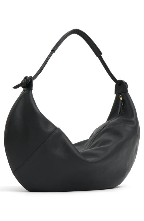 Mansur Gavriel Fortuna Leather Hobo Bag In Black