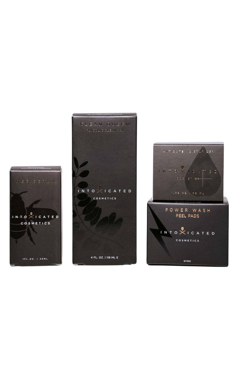 Intoxicated Cosmetics Complete Bee Set (Bee Serum, Antidote Moisturizer, Clean Queen, Power Wash Peel Pads) | Anti-Aging Skincare Serum with Purified Bee Venom, Fine  Line Smoothing Daily Moisturizer, & Glyolic Exfoliation Bundle, Main, color, NO COLOR