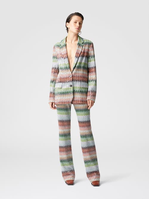 Missoni Flared Trousers In Gradient Zig Zag Knit With Sequins In Multicoloured