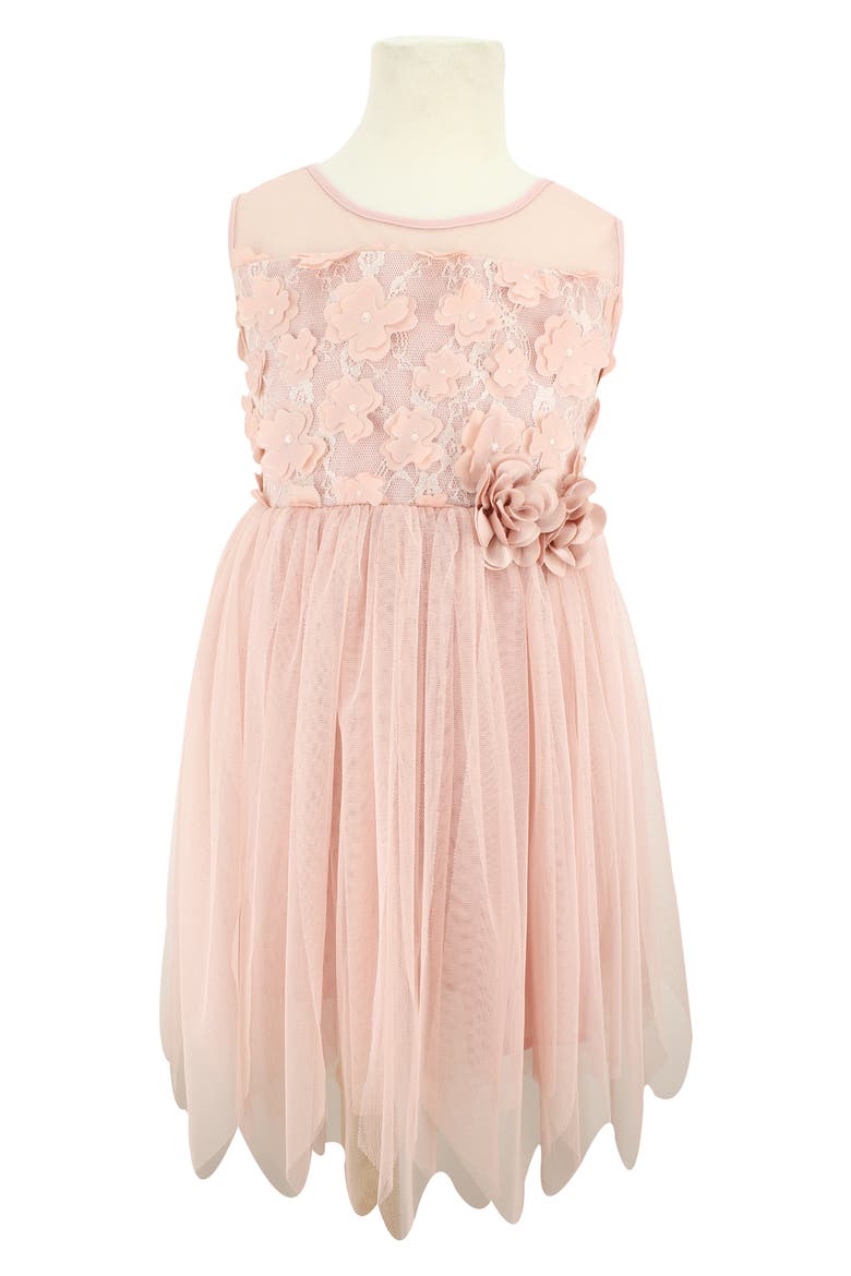 3D Flower Tulle Dress, Main, color, DUSTY PINK