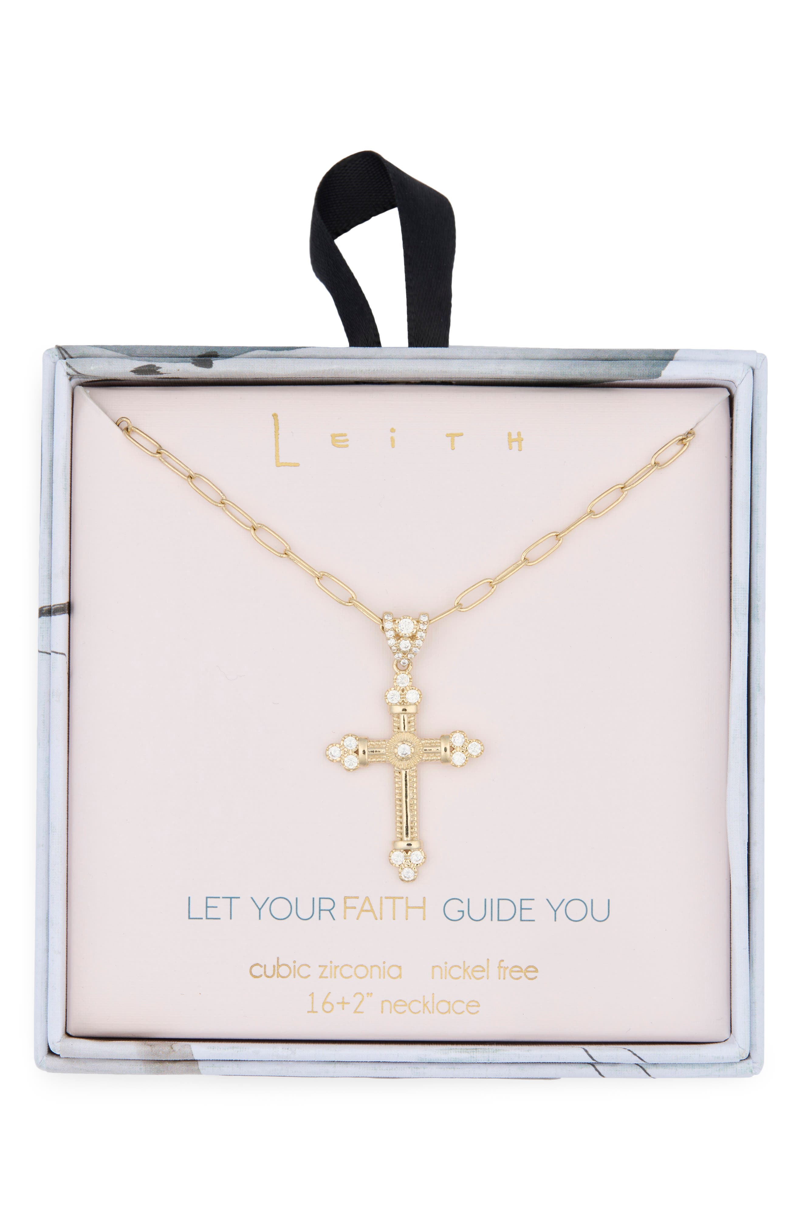 Leith Pavé Crystal Cross Pendant Necklace