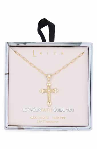 Leith Pavé Crystal Cross Pendant Necklace