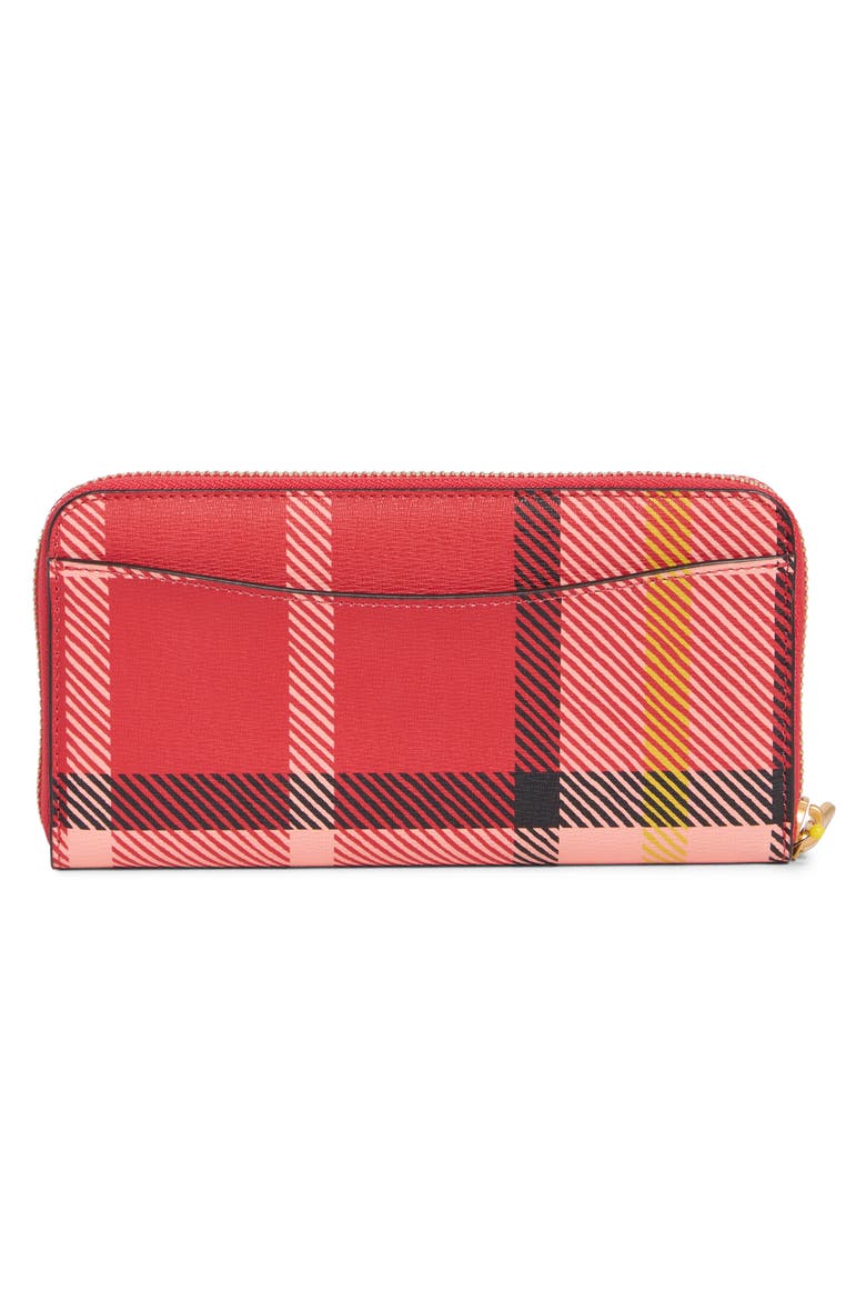 plaid leather contintental wallet, Alternate, color, RED MULTI