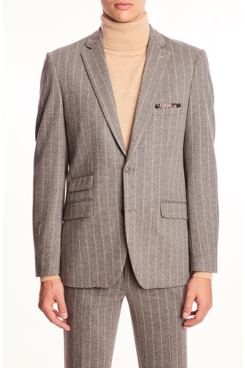 Dover Slim Fit Gray Pinstripe Blazer, Main, color, LIGHT GREY TAN PINSTRIPE