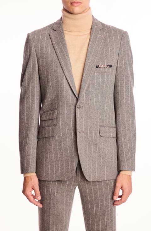 Dover Slim Fit Gray Pinstripe Blazer (Regular & Big)