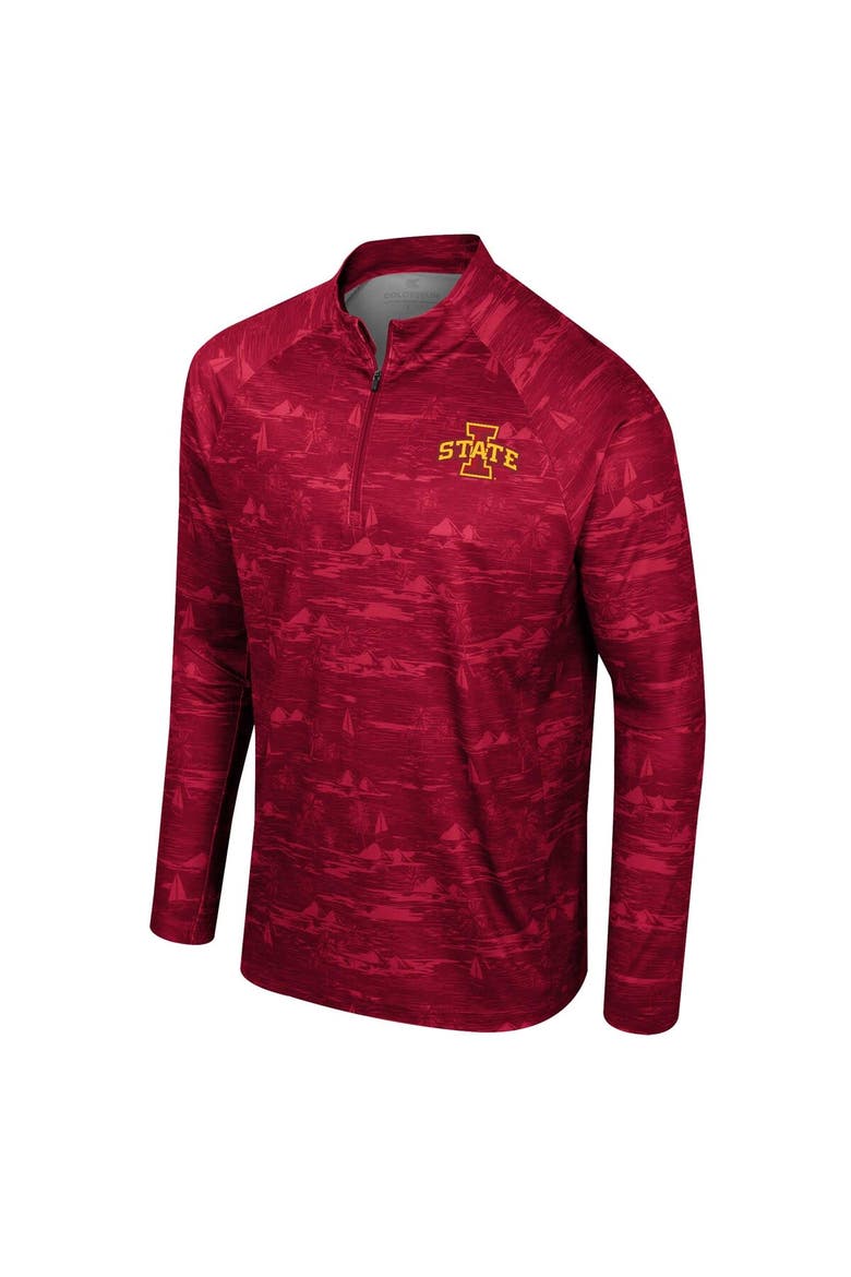 Men's Colosseum Cardinal Iowa State Cyclones Carson Raglan Quarter-Zip Jacket, Alternate, color, Cardinal