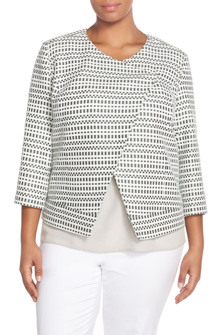 Asymmetrical Crop Tweed Jacket, Main, color, OLIVE TERRACE TWEED