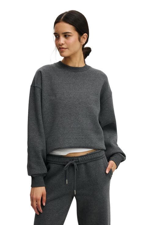 Plush Graphic Crew Sweatshirt