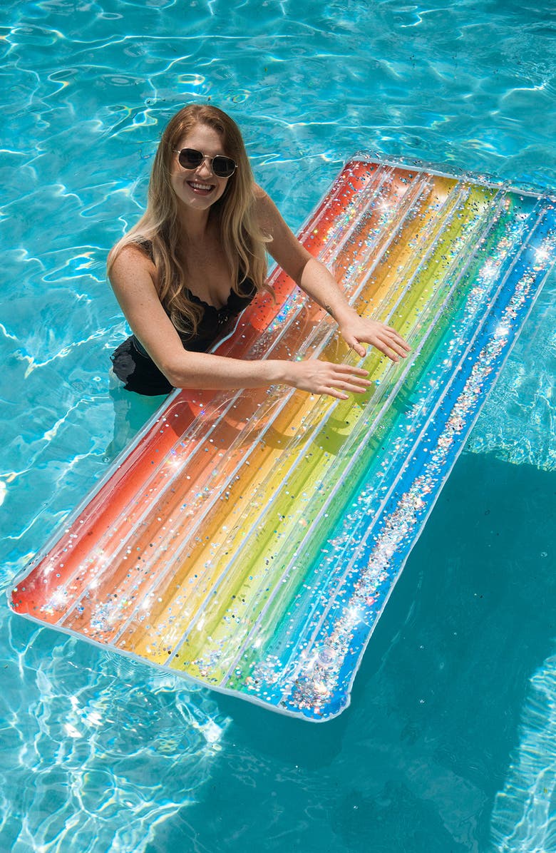 POOLCANDY Rainbow Haze Raft Pool Float, Alternate, color, Red