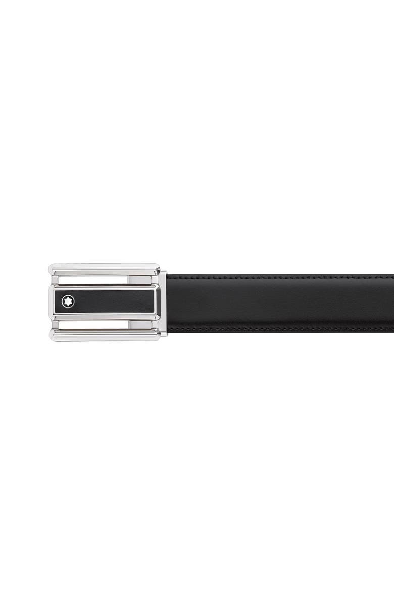 Montblanc Rectangular Cut-Out Buckle Reversible Leather Belt, Alternate, color, Black / Brown