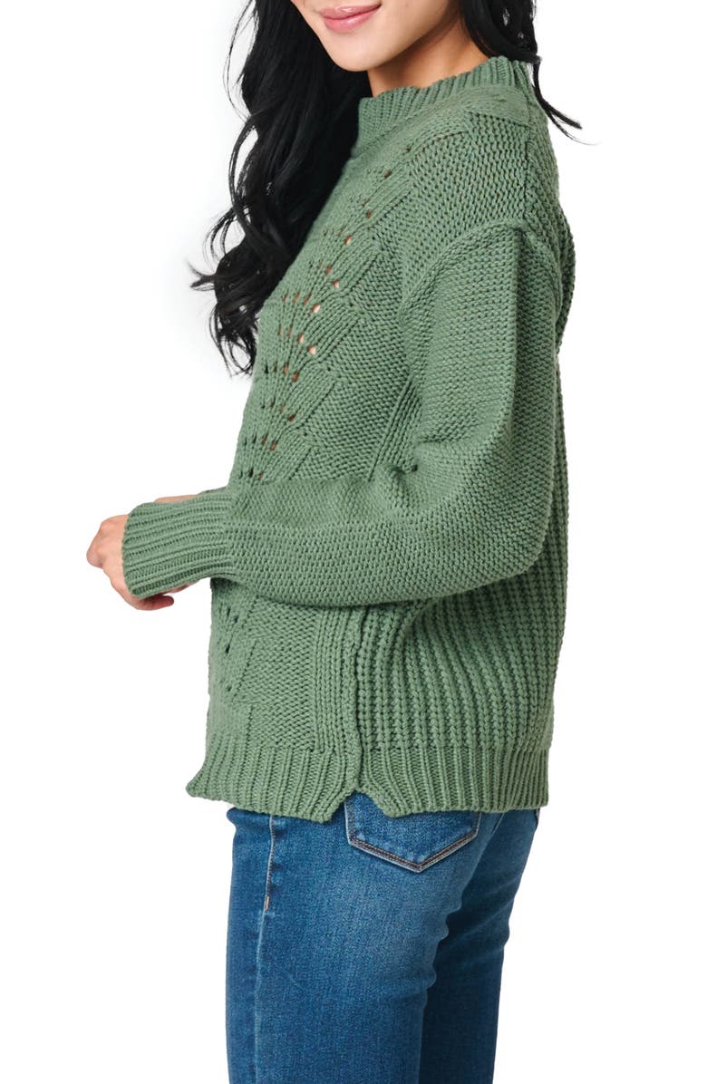 GIBSONLOOK Scallop Stitch Sweater, Alternate, color, Sage