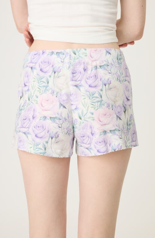 Pj Salvage Violet Rose Thermal Pajama Shorts In White