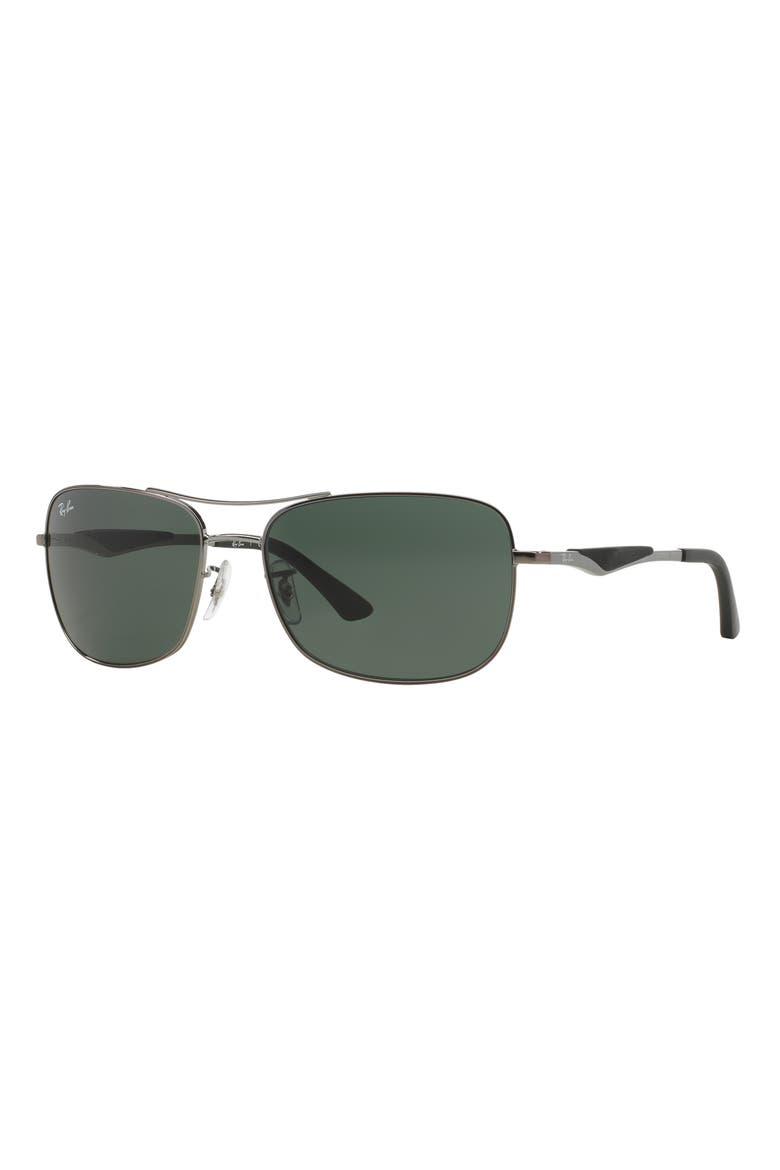 61mm Square Sunglasses, Alternate, color, GUNMET GRN