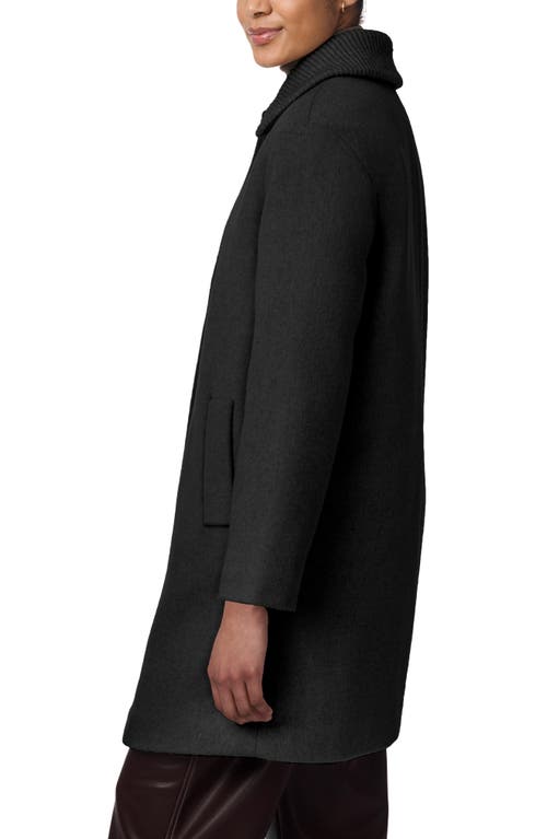 Bernardo Rib Collar Coat In Black