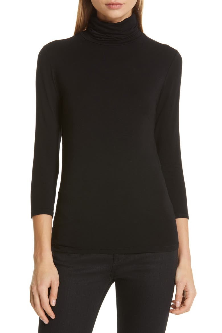 Aja Jersey Turtleneck Top, Main, color, BLACK