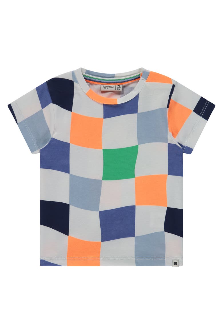 Wavy Checkered Pattern T-Shirt, Main, color, Cloud