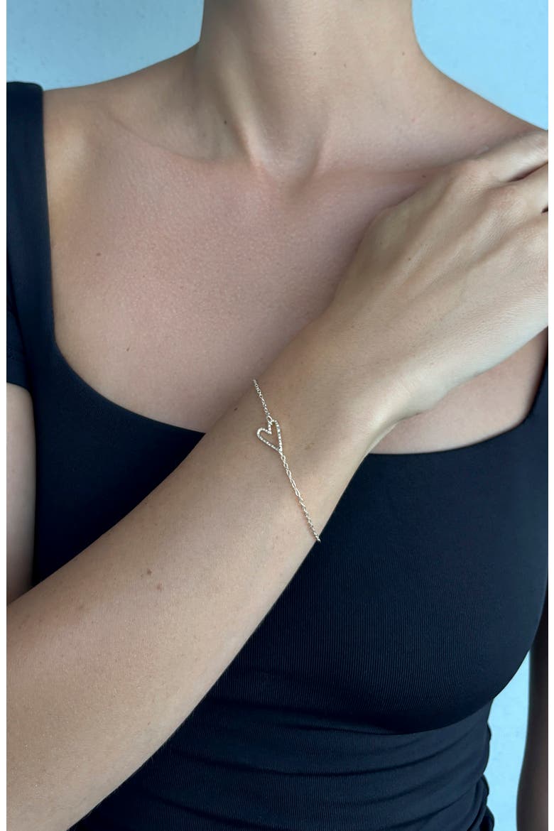 Hammered Heart Chain Bracelet, Alternate, color, SILVER