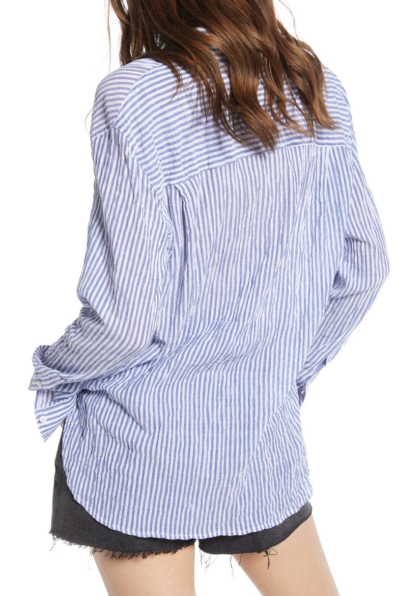 Breezy Boyfriend Shirt, Alternate, color, BLUE- WHITE CRINKLE EVEN STP