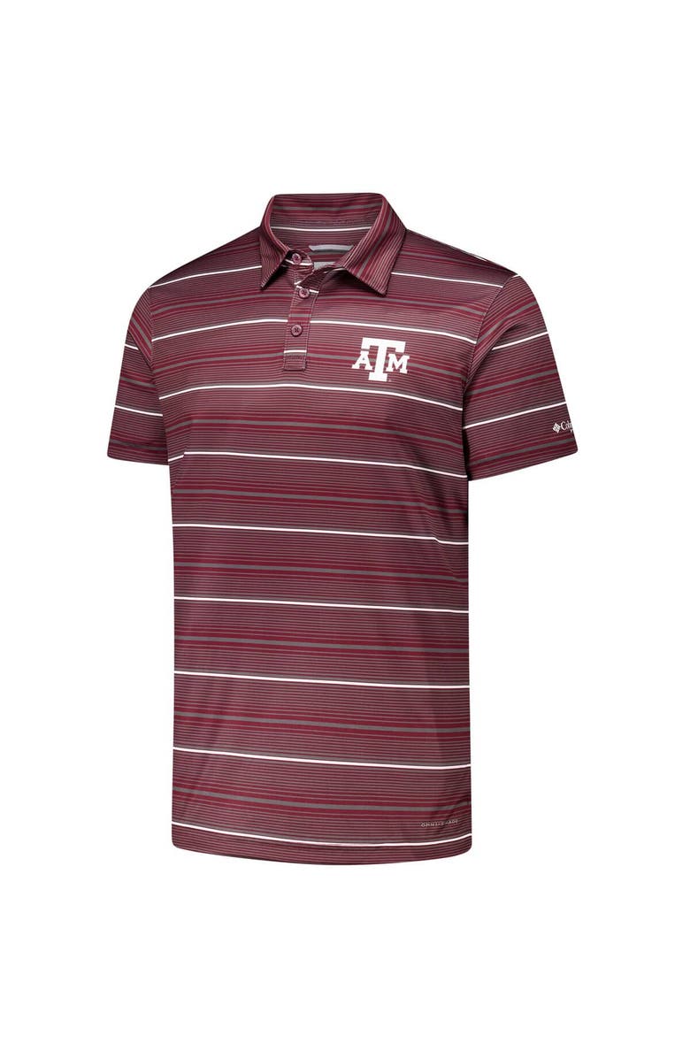 Columbia Men's Columbia Maroon Texas A&M Aggies PFG Super Terminal Tackle<sup>™</sup> Omni-Shade<sup>™</sup> Stripe Polo, Alternate, color, Maroon