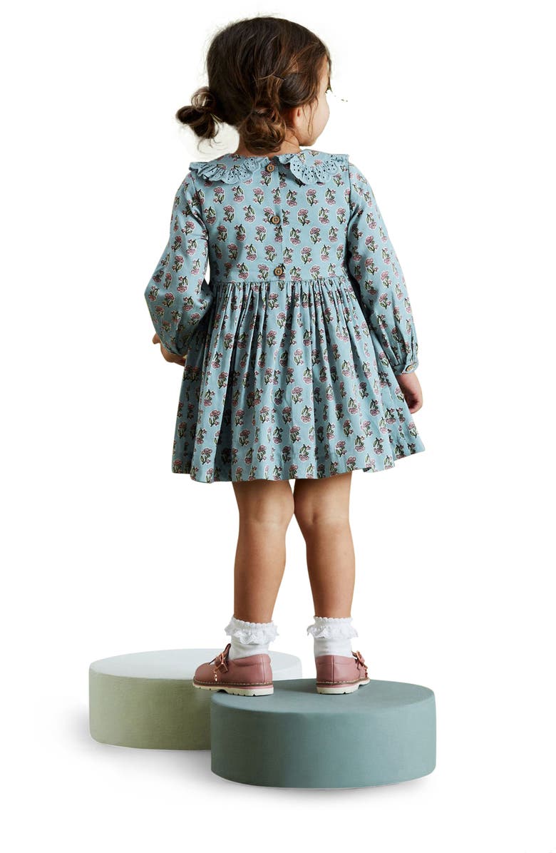 NEXT Kids' Floral Long Sleeve Shirred Bodice Cotton Dress, Alternate, color, 