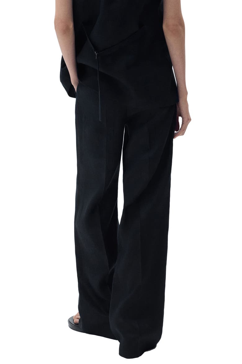 Straight Leg Linen Pants, Alternate, color, BLACK