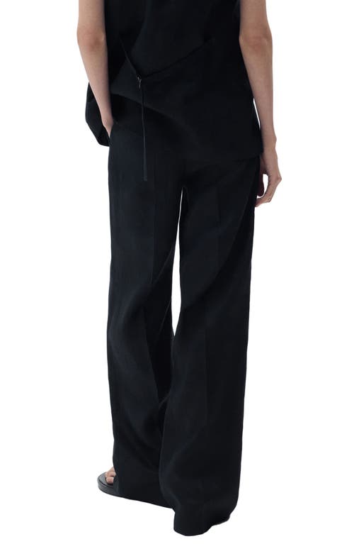 Mango Straight Leg Linen Pants In Blue