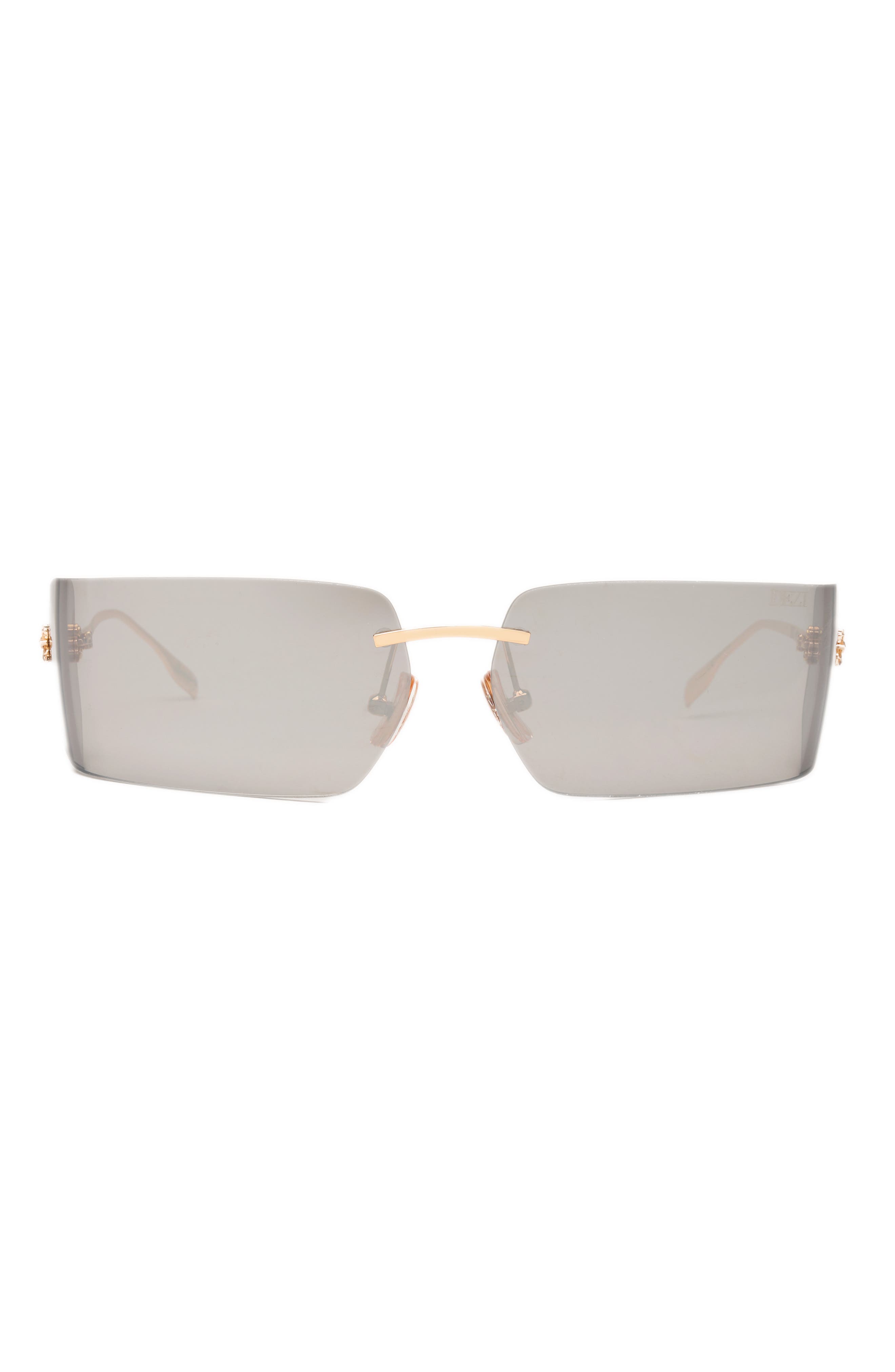 DEZI x Monet Moneybag$ 58mm Rimless Square Sunglasses in Gold /Chrome