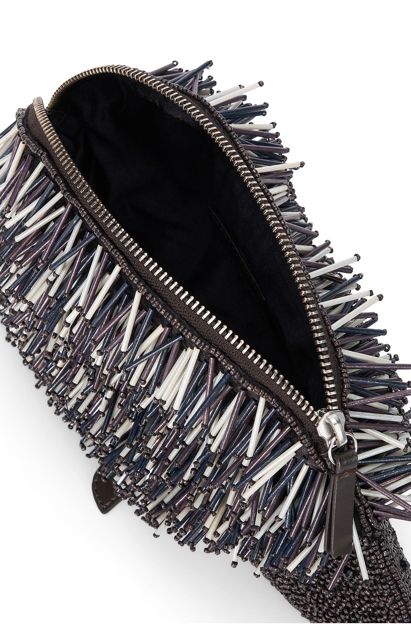 Porcupine Beaded Clutch, Alternate, color, BLACK MULTI