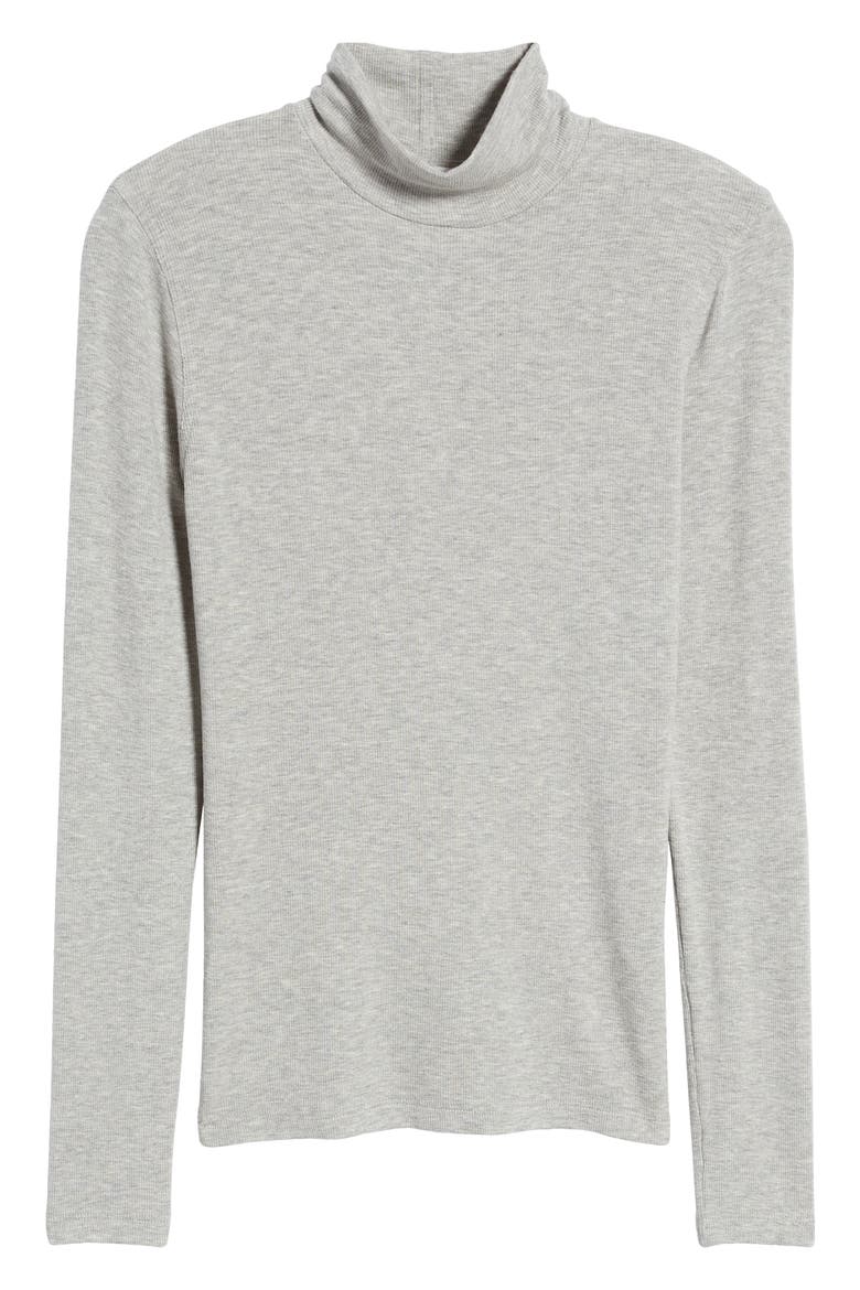 Gris Heather Rib Turtleneck Top, Alternate, color, GRIS HEATHER