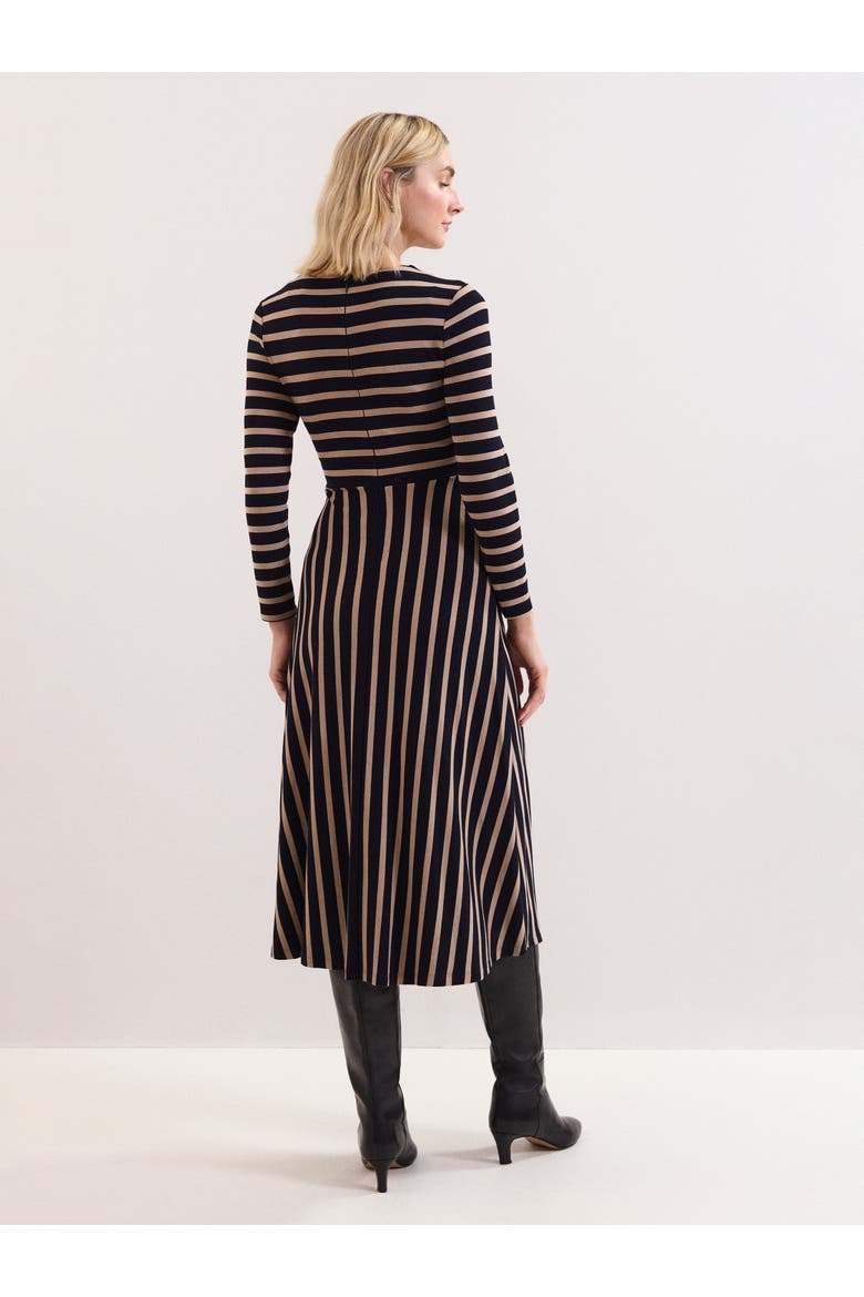Mia Stripe Long Sleeve Midi Dress, Alternate, color, Black Multi