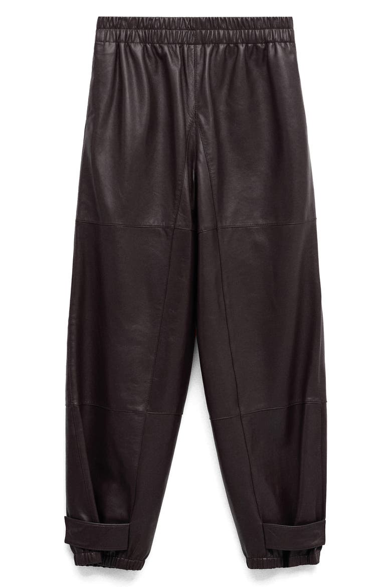 Button Hem Leather Pants, Main, color, BURGUNDY