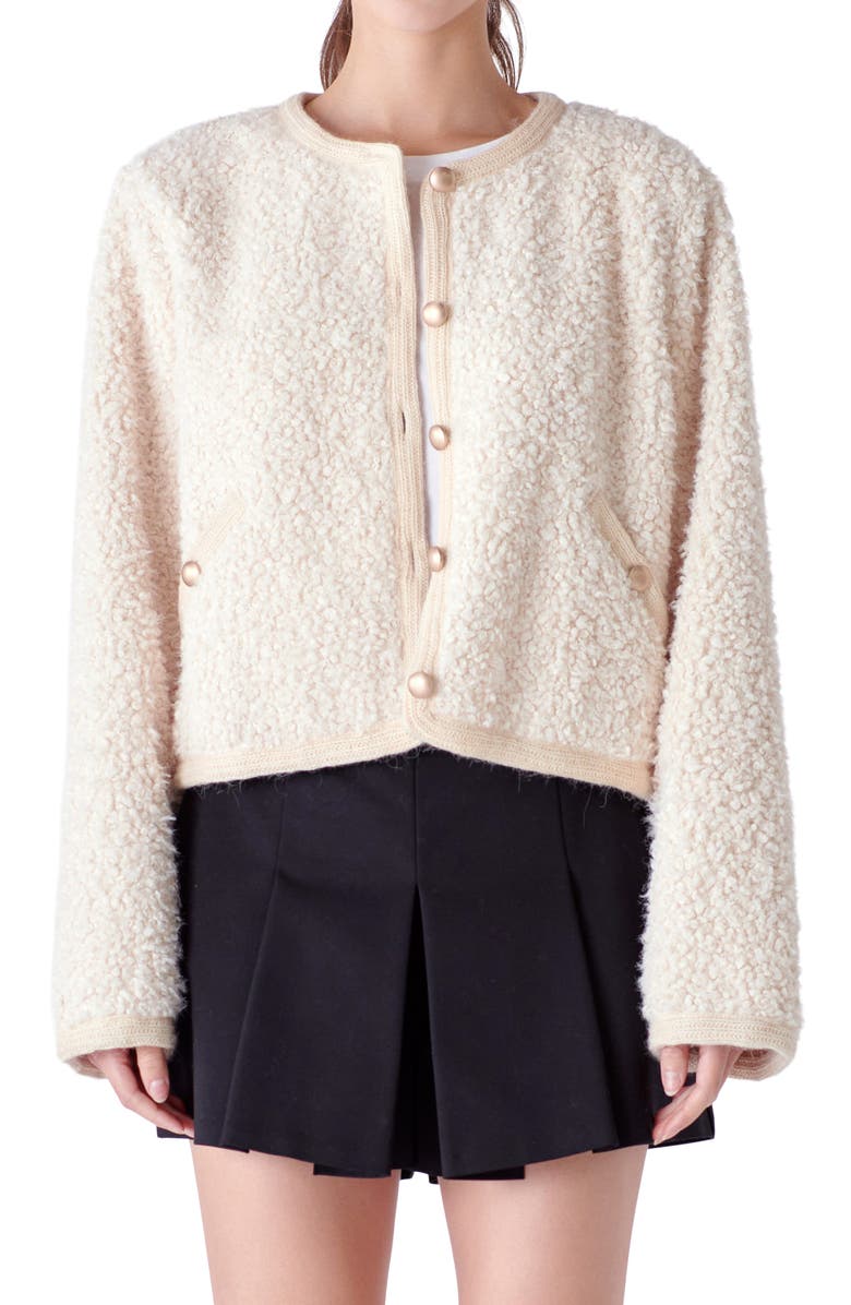 English Factory Bouclé Cardigan Jacket, Alternate, color, 