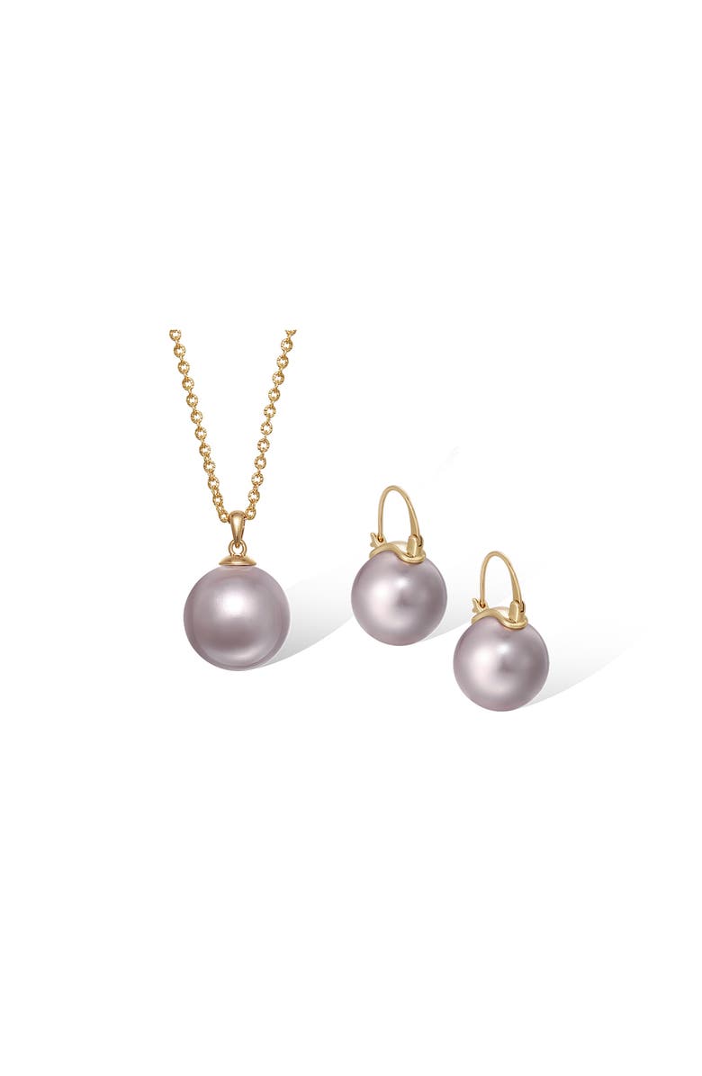 RETRO CHIC Retro Pearl Necklace & Earrings Set, Main, color, Pink