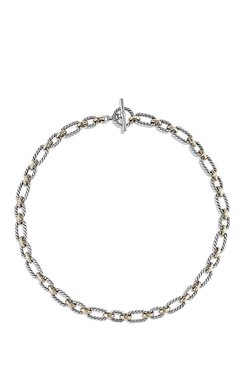 David Yurman 'Chain' Cushion Link Necklace with Sapphires & 18K Gold, Alternate, color, 