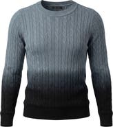 Diciannove Ombre Cable Knit Long Sleeve Sweater Top